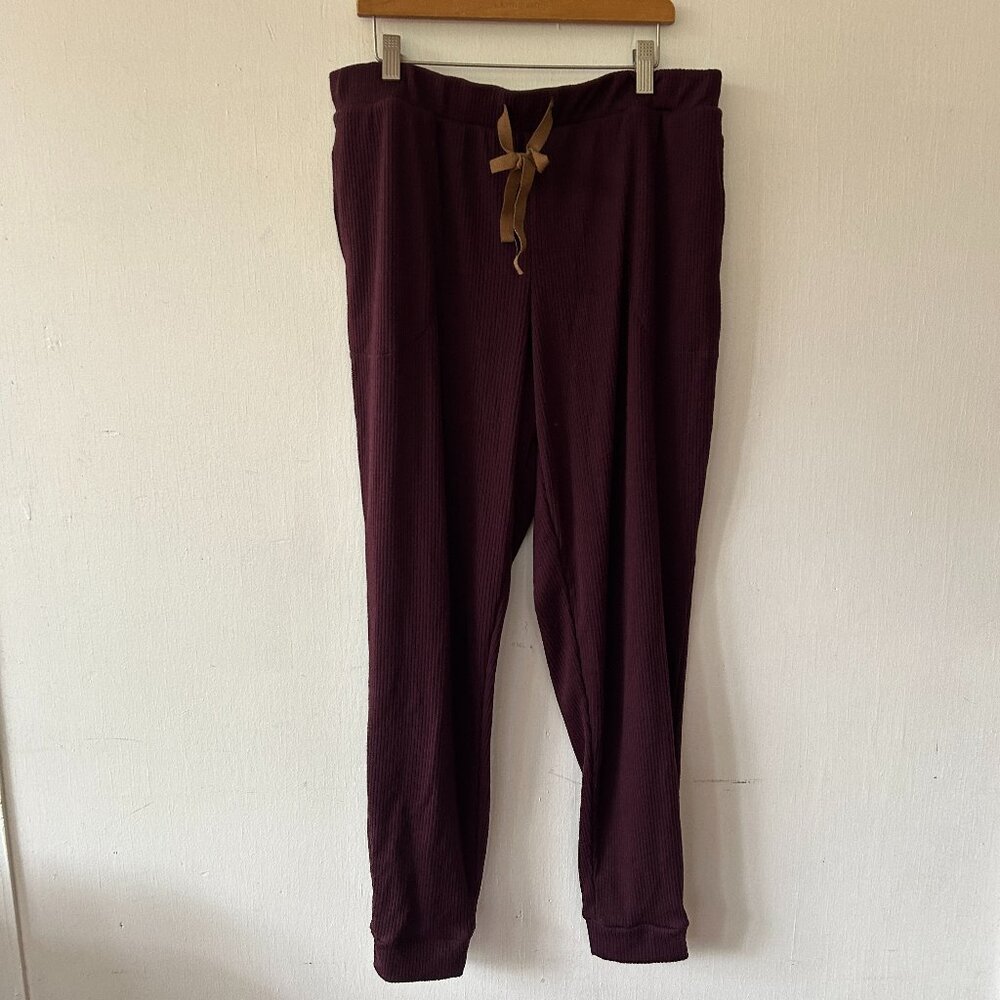Koolaburra by Ugg Joggers Medium Purple Tie Waist Ribbed Pull On Cozy Loungewear